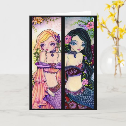 Bladwijzer kaart - Kimono Mermaid Girl (Gele Bloem)