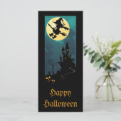 Bladwijzer met haunted House en heks Silhouette (Staand voorkant)