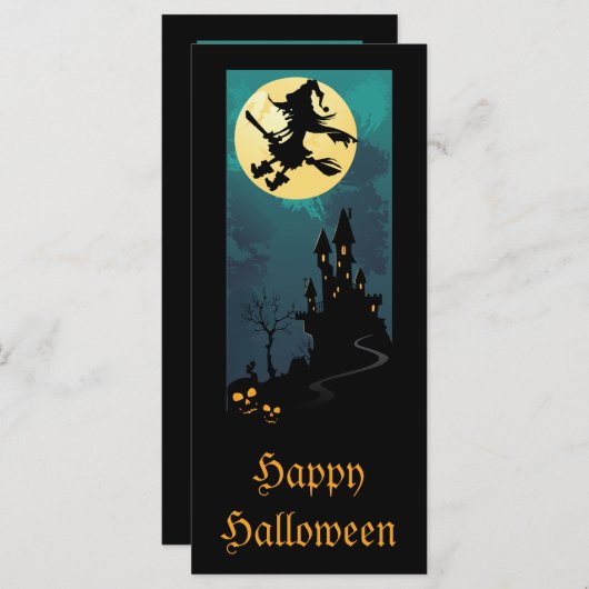 Bladwijzer met haunted House en heks Silhouette (Voorkant / Achterkant)