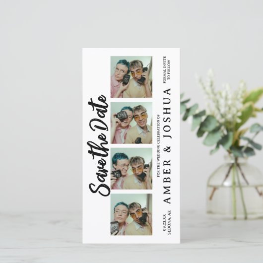 Bladwijzer Photo Booth Rustic Save the Date (Staand voorkant)