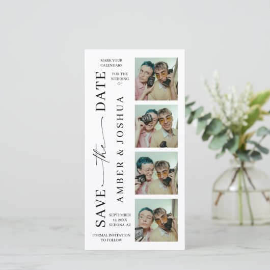 Bladwijzer Photo Booth Unieke Save The Date (Staand voorkant)