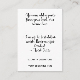 Bladwijzer Review voor speciale acties van auteur Informatiekaartje