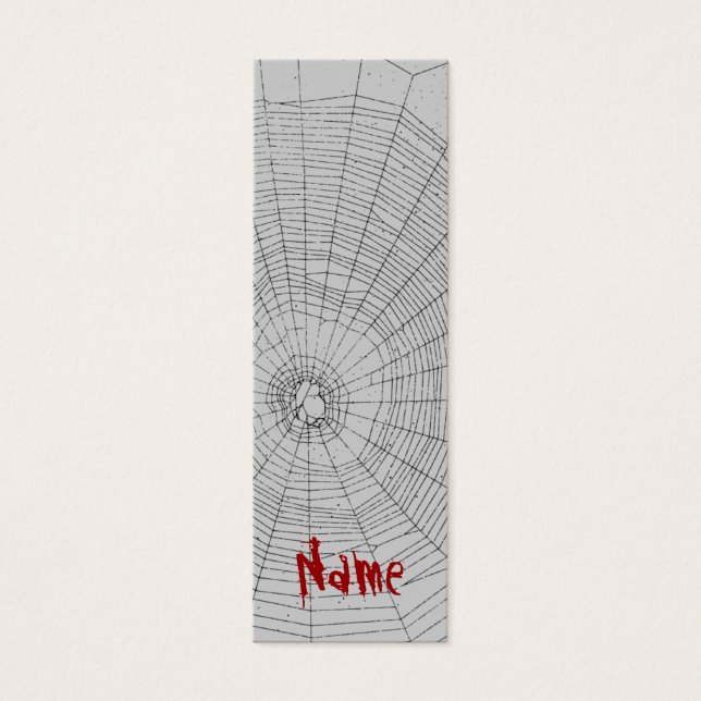 Bladwijzer Spiderweb Halloween Aangepaste naam Mini Visitekaartjes (Voorkant)