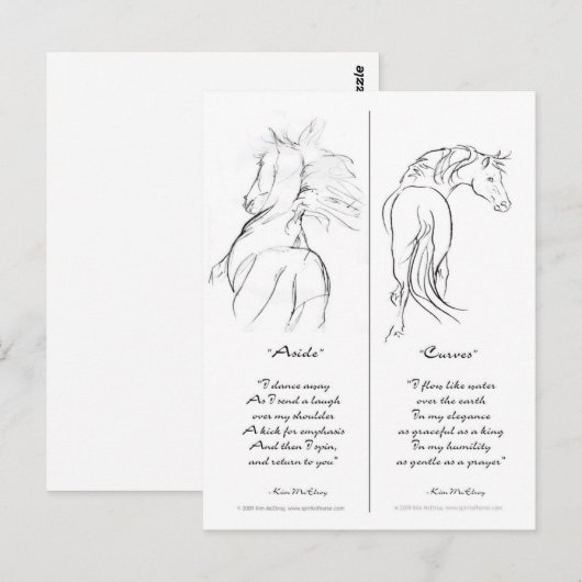 bladwijzer van paarden "Aside" en "Curves" Briefkaart (Voorkant / Achterkant)