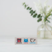 Bladwijzer voor katten op boeken mini visitekaartje (Staand voorkant)