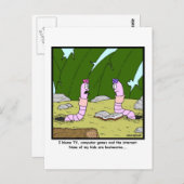 Bladwijzer: Worm Cartoon Briefkaart (Voorkant / Achterkant)