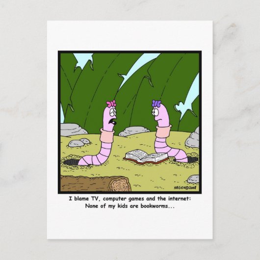 Bladwijzer: Worm Cartoon Briefkaart (Voorkant)