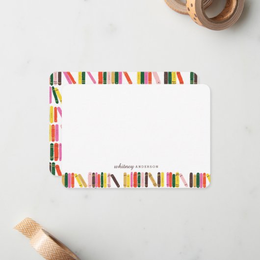 Bladworm — Aangepaste schrijfbenodigdheden Notitiekaartje (Voorkant / Achterkant in situ)