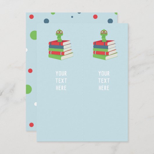 Bladworm Baby shower Blauw 2x Bladwijzer Informatiekaartje (Voorkant / Achterkant)