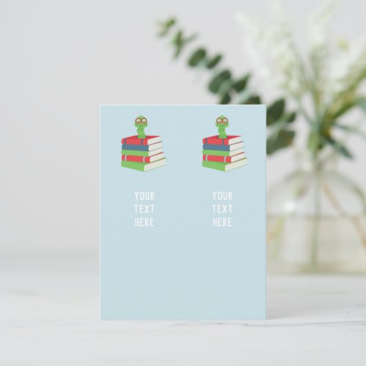 Bladworm Baby shower Blauw 2x Bladwijzer Informatiekaartje (Staand voorkant)