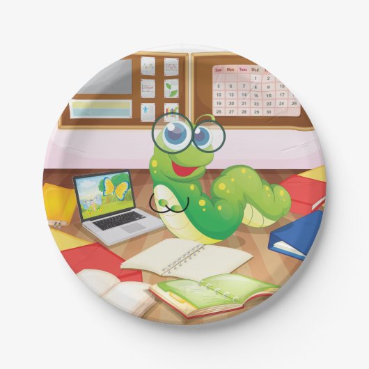 Bladworm in klasse papieren bordje (Voorkant)
