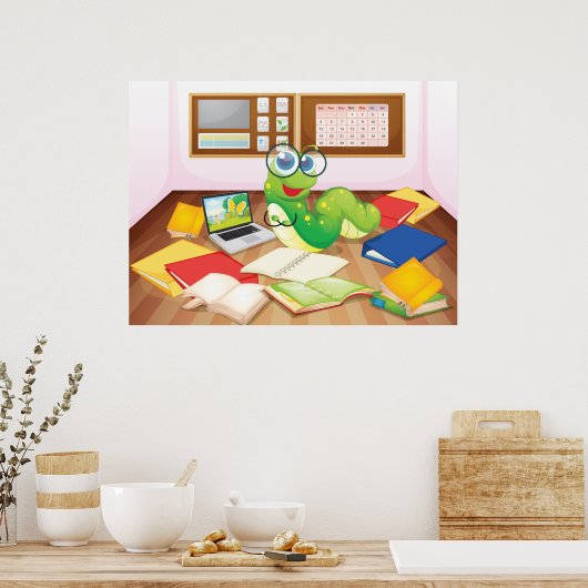 Bladworm in klasse poster (Keuken)