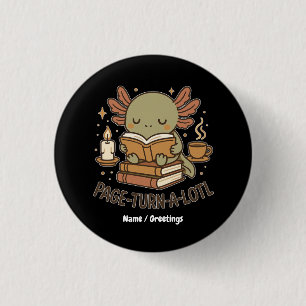 Bladzij-omdraai-lotje Schattig Lezen Axolotl Knus Ronde Button 3,2 Cm