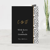 Bladzijde Rand Zwart Wit Bruiloft Gevouwen Bedankkaart (Voorkant)