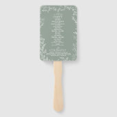Bladzijde Sage Groen Elegant Monogram Bruiloft Pro Handwaaier (Achterkant)