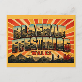 Blaenau Ffestiniog Wales Leisteenstad Vintage Kuns Briefkaart