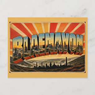Blaenavon Wales Industrieel Landschap Vintage Kuns Briefkaart