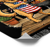 Blaf B Que Meester Patriottische Hond Grappige BBQ Poster (Hoek)