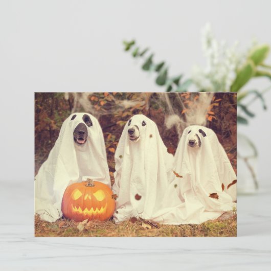 Blaf in het donkere Halloween feest voor HONDEN Feestdagenkaart (Staand voorkant)