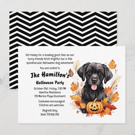 Blaf of behandel hond Halloween Party Kaart (Voorkant / Achterkant)