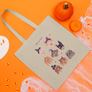 Blaf of trakteer Halloween honden in kostuums Tote Bag