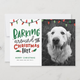 Blaf rond de Kerstboom Hond Kerst Feestdagenkaart