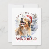 Blaffen in een Winter Wonderland Flat Christmas Ka Feestdagenkaart (Voorkant)