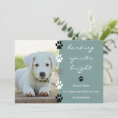 Blaffende geesten Bright Puppy Dog Foto Feestdagenkaart (Staand voorkant)