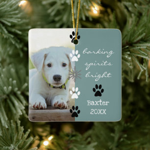 Blaffende Geesten Helder Foto van Puppies Hond Keramisch Ornament