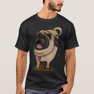 Blaffende PUG! Crème, Taan, Zwart met roze hart en T-shirt