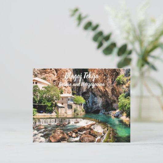 Blagaj Tekija Dervish Bosnië Herzegovina gestileer Briefkaart (Staand voorkant)