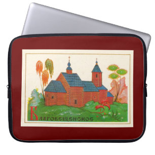 Blagoveshchenskoye Wood Russische kerk Laptop Sleeve