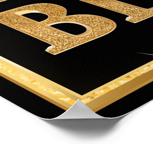 Blah Blah Blah Glitter Goud en zwart Poster (Hoek)