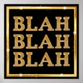 Blah Blah Blah Glitter Goud en zwart Poster (Voorkant)
