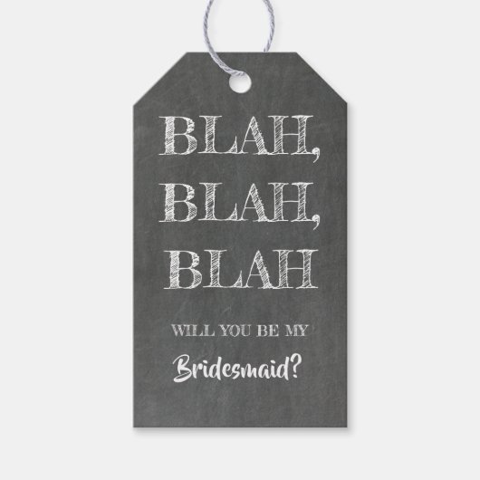 Blah Blah Blah - Grappig bruidsmeisje voorstel Cadeaulabel (Voorkant)