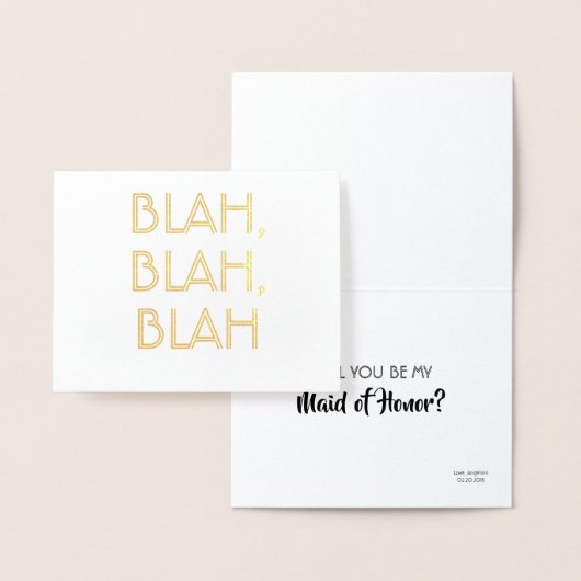 Blah Blah Blah - Grappig bruidsmeisje voorstel Folie Kaarten (Display)