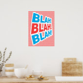 Blah, Blah, Blah, grappig poster, typografische po Poster (Keuken)