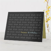 Blah Blah Blah Happy Birthday Typografie Kaart (Gele Bloem)