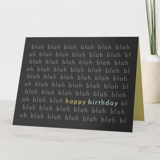 Blah Blah Blah Happy Birthday Typografie Kaart (Voorkant)