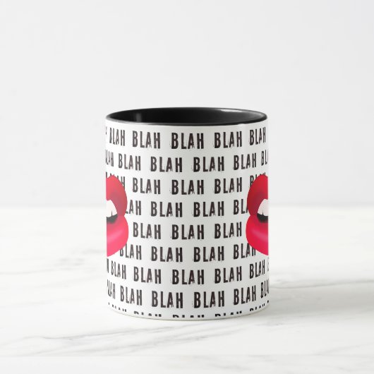 "Blah Blah Blah" Hot Lips Pop-Art Mok (Midden)