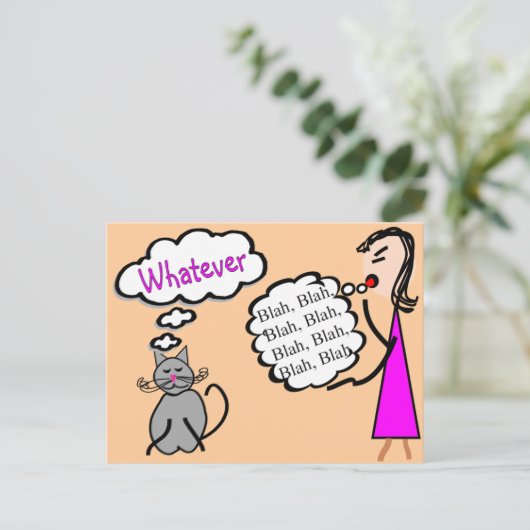 "Blah Blah Blah—Wat ook!"—Cat Lovers Gifts Briefkaart (Staand voorkant)