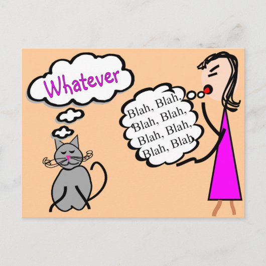 "Blah Blah Blah—Wat ook!"—Cat Lovers Gifts Briefkaart (Voorkant)
