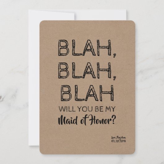 Blah Blah Funny Bridesmaid-voorstel Kaart (Voorkant)