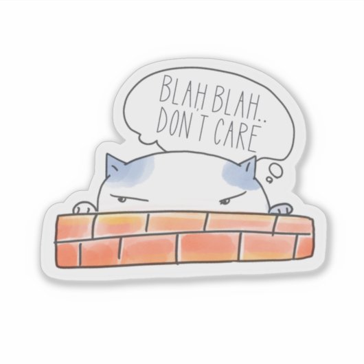 Blah Blah, het kan me niet schelen Kat Sticker (Voorkant)