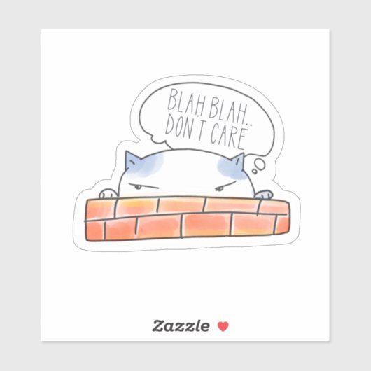 Blah Blah, het kan me niet schelen Kat Sticker (Vel)