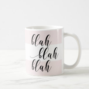 Blah Blah! Modern Script Blush Pink Stripes Koffiemok