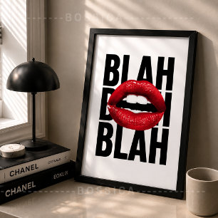 Blah Blah Poster Rode Lippen Pop Art Mode Wandraar