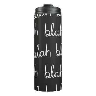 Blah blauw naadloos patroon. thermosbeker