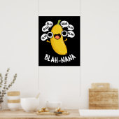 Blah-nana Grappige Banaan Pun Donker BG Poster (Keuken)
