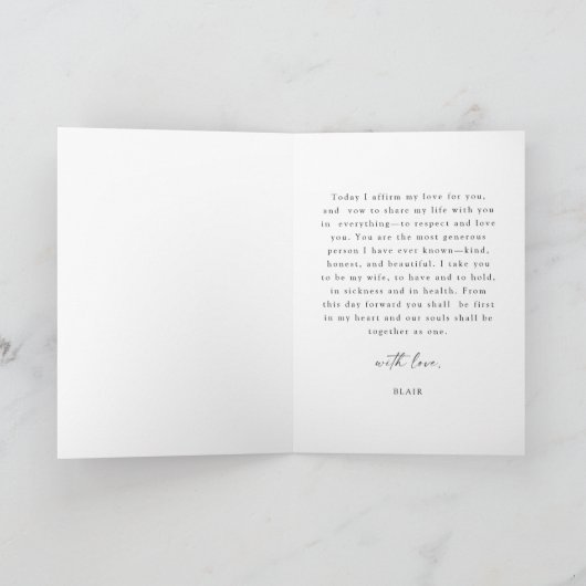 BLAIR Boho minimalistisch zijn bruiloft geloften K Kaart (Binnen)